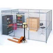 GLOBAL EQUIPMENT Wire Mesh Partition Security Room 30x20x10 with Roof - 3 Sides 103461